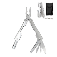 IPRee Labor Saving Mini Multitool Pliers with Led Light Lightweight Folding Pliers Antirust Stainless Steel Outdoor Tool