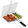 IPRee Portable BBQ Grill Basket Folding Stainless Steel with Handle Large Capacity for Fish Vegetables Shrimp Cooking Co