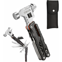 IPRee Portable Multifunctional Wrench Hammer Outdoor Camping Emergency Tools Combination Stainless Steel Folding Nail Ha