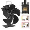 IPRee Wood Log Burner Fireplace Quiet Environmental Fan Heater Tool Efficient Heat Distribution 5-Blade Heat Powered Sto