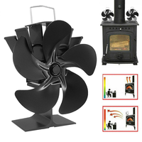 IPRee Wood Log Burner Fireplace Quiet Environmental Fan Heater Tool Efficient Heat Distribution 5-Blade Heat Powered Sto