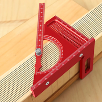 JIGHOLE Adjustable 180 Degree Aluminum Alloy 3D Triangle Measuring Ruler Protractor Carpentry Square Metric Inch Scale C
