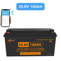 JSDSOLAR 24V 100Ah LiFePo4 Battery Pack With Bluetooth 8000+ Cycles Rechargeable Lithium Iron Phosphate Batteries For Bo