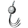 JTX-0140 100W USB-A to iP/Micro/Type-C Retractable Cable Fast Charging Data Transmission Pure Copper Core Line 1.2M Long