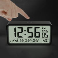 Large LCD Digital Alarm Clock with Large Display Thermometer Hygrometer with Night Light Battery Operated Safe Rounded C