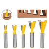 LAVIE 5pcs 8mm 1/2" 12mm Shank Dovetail Joint Router Bit 1/4" 3/8" 1/2" 5/8" 3/4" Cutting Dia Woodworking CNC Engraving