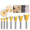 LAVIE 6pcs 6mm 1/4" Shank Dovetail Joint Router Bit Set 1/4" 3/8" 1/2" 5/8" 3/4" 7/8" Cutting Dia Wood Milling Cutter To