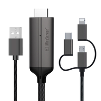 LD36 3-in-1 Wire HD Streaming Display TV Stick Mobile Phone Digital AV Adapter Dongle Type-C/Micro/iP Cable Plug and Pla