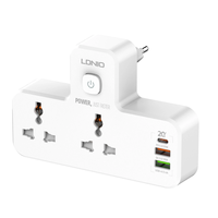 LDNIO SC2311 Power Socket Universal 2 Outlets 20W PD QC3.0 3USB Wall Charger Power Strip Adapter Multiple Plug Expander