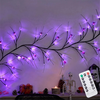 LED Halloween Spider Rattan String Lights 8 Flashing Modes 180cm Battery Powered Waterproof Battery Box Purple Lighting