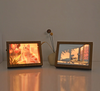 LED Illuminated Artwork Warm Modern Minimalist Design Rechargeable with Real Wood Frame Perfect Night Light and Home Dec