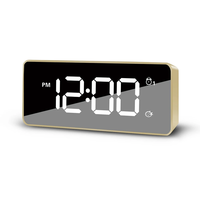 LED Mirror Alarm Clock Snooze Function USB Charging Memory Function with 2 Alarm Group
