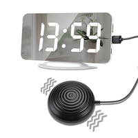 LED Mirror Digital Alarm Clock USB Rechageable Auto Light Sensitive With Alarm Vibrator 2 Alarm Mode