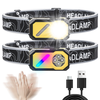 LED Multi-Source Sensor Headlamp,  Portable Running Light With Cap Clip Magnet,  Rgb Ambient Light,  Digital Display Headla