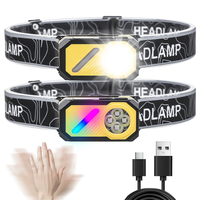 LED Multi-Source Sensor Headlamp,  Portable Running Light With Cap Clip Magnet,  Rgb Ambient Light,  Digital Display Headla