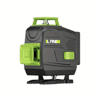 LFINE 16 Line Laser Level Kit Self-Leveling Rechargeable Lithium Battery 4800mAh US Plug with Aluminum Rotating Base and