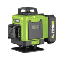 LFINE 4D 16 Line Laser Level 515nm Green Class II Self-Leveling ±1mm/7m 4800mAh Battery 30M Range Multi-Purpose Tripod