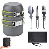 Lightweight Aluminum Alloy Camping Pot Hiking Picnic Tourist Tableware Set Outdoor Stove Pot Pan Plastic Bowl Outdoor Co