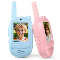 LM02 1 Pair Children Video Walkie Talkie 500m Range 120° Wide Angle Lens 1000mAh Type-C Charging Voice Changer Volume Ad