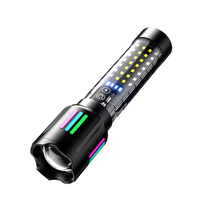 Longe Range Telescopic Zoom Whtie Spotlight LED Flashlight with Bright COB Floodlight Type-C Charging Emergency Tactical