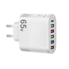 LYK-881 65W 6-PortUSB Charger 5USB-A+Type-C ast Charging Wall Charger Adapter EU Plug US Plug for iPhone 12 13 14 14 P
