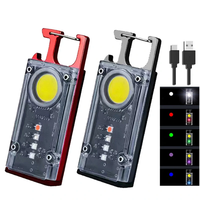 Magnetic COB LED Work Light Portable Keychain Flashlight UV Light Red/Blue Warning Green Light Keychain Light Mini Torch