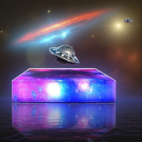 Magnetic Levitating UFO Ambient Lamp with RGB Galaxy Base & Touch Control Floating Rotating Desk Night Light for Home Of