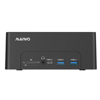 MAIWO K3082P 12-in-1 Hard Drive Docking Station SATA to USB 3.1 Gen2 Dual Bay Offline Clone Adapter with RJ45 SD/TF for