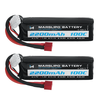 MARSLIPO 7.4V 2200mAh 100C 2S Lipo Battery T Plug with XT60 Adapter for RC Models