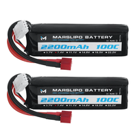 MARSLIPO 7.4V 2200mAh 100C 2S Lipo Battery T Plug with XT60 Adapter for RC Models