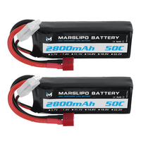 MARSLIPO 7.4V 2800mAh 50C 2S Lipo Battery T Plug for RC Car
