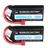 MARSLIPO 7.4V 4000mAh 100C 2S Lipo Battery T Plug for RC Car