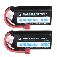 MARSLIPO 7.4V 4000mAh 100C 2S Lipo Battery T Plug for RC Car