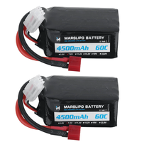 MARSLIPO 7.6V 4500mAh 60C 2S Lipo Battery T Plug for RC Car