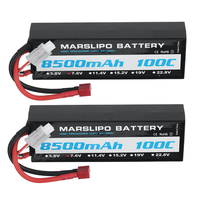 MARSLIPO 7.6V 8500mAh 100C 2S Lipo Battery T Plug for RC Car