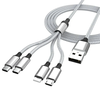 MC-S021 3A USB-A to iP/Micro/Type-C*2 Cable Fast Charging Tinned Copper Core Line 1.2M/1.8M Long for iPhone 16 16 Pro 15