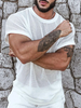 Men Casual Mesh See Through Crew Neck Short Sleeve T-Shirt