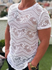 Men Lace See Through Crew Neck Short Sleeve T-Shirt