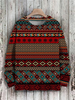 Mens Allover Ethnic Geometric Print Crew Neck Pullover Sweatshirts