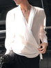 Mens Chiffon Wrap Tie Side Design Long Sleeve Shirt
