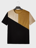 Mens Color Block Patchwork Crew Neck Short Sleeve T-Shirts