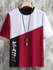 Mens Color Block Patchwork Japanese Print Casual Short Sleeve T-Shirts