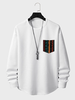 Mens Ethnic Geometric Print Chest Pocket Quilted Curved Hem T-Shirts