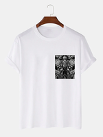 Mens Ethnic Paisley Print Crew Neck Short Sleeve T-Shirts