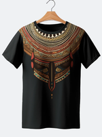 Mens Ethnic Totem Print Crew Neck Short Sleeve T-Shirts