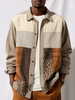 Mens Ethnic Tribal Print Patchwork Button Up Long Sleeve Shirts
