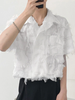 Mens Eyelash Fringe Design Short Sleeve Shirt