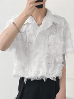 Mens Eyelash Fringe Design Short Sleeve Shirt