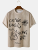 Mens Funny Letter Print Crew Neck Short Sleeve T-Shirts