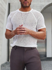 Mens Hollow Round Neck Short Sleeve T-Shirt